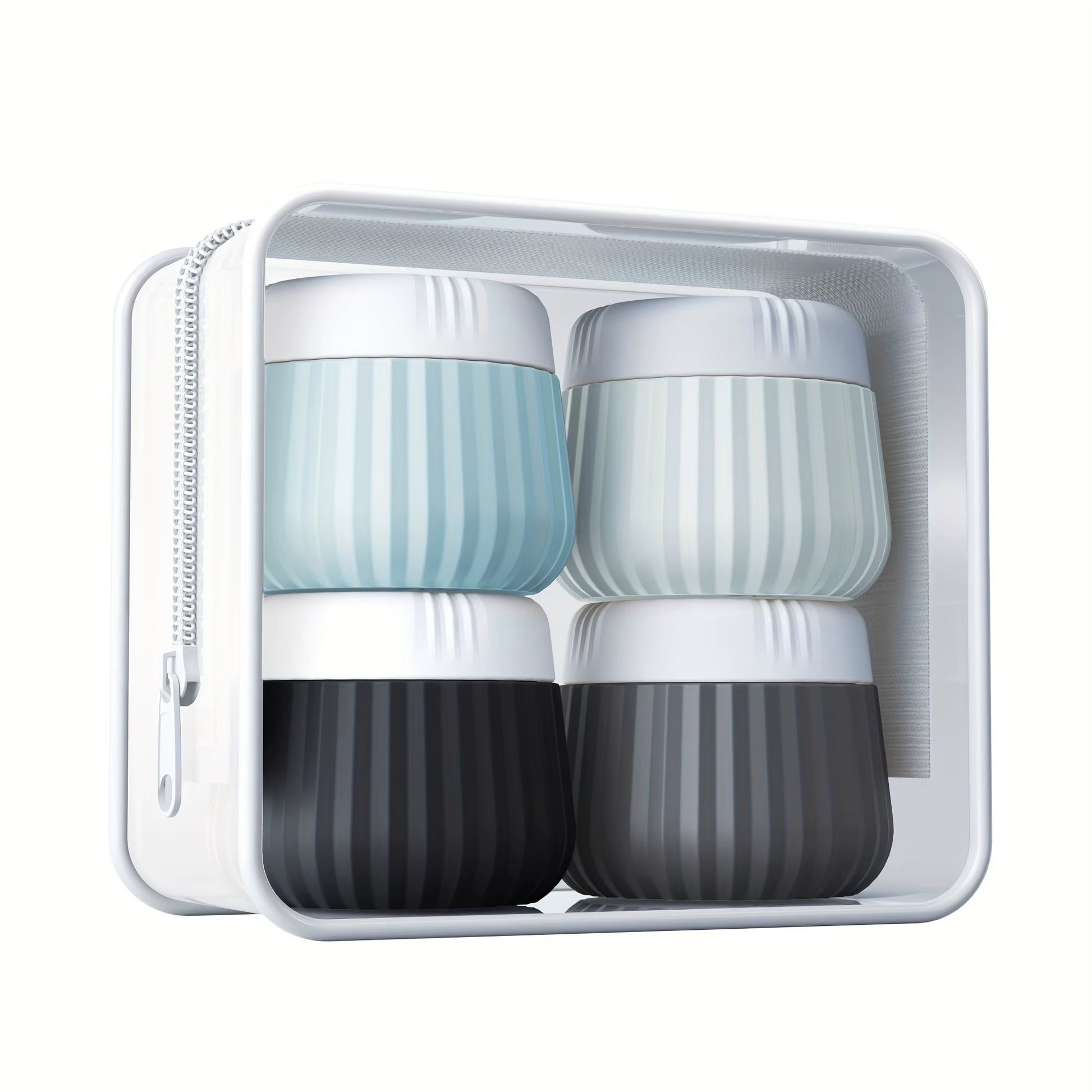 Toiletry Travel Container, Silicone Cream Jar TSA Approved Travel Container, with Transparent Bag, Leak Proof Travel Accessory W