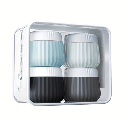 Toiletry Travel Container, Silicone Cream Jar TSA Approved Travel Container, with Transparent Bag, Leak Proof Travel Accessory W