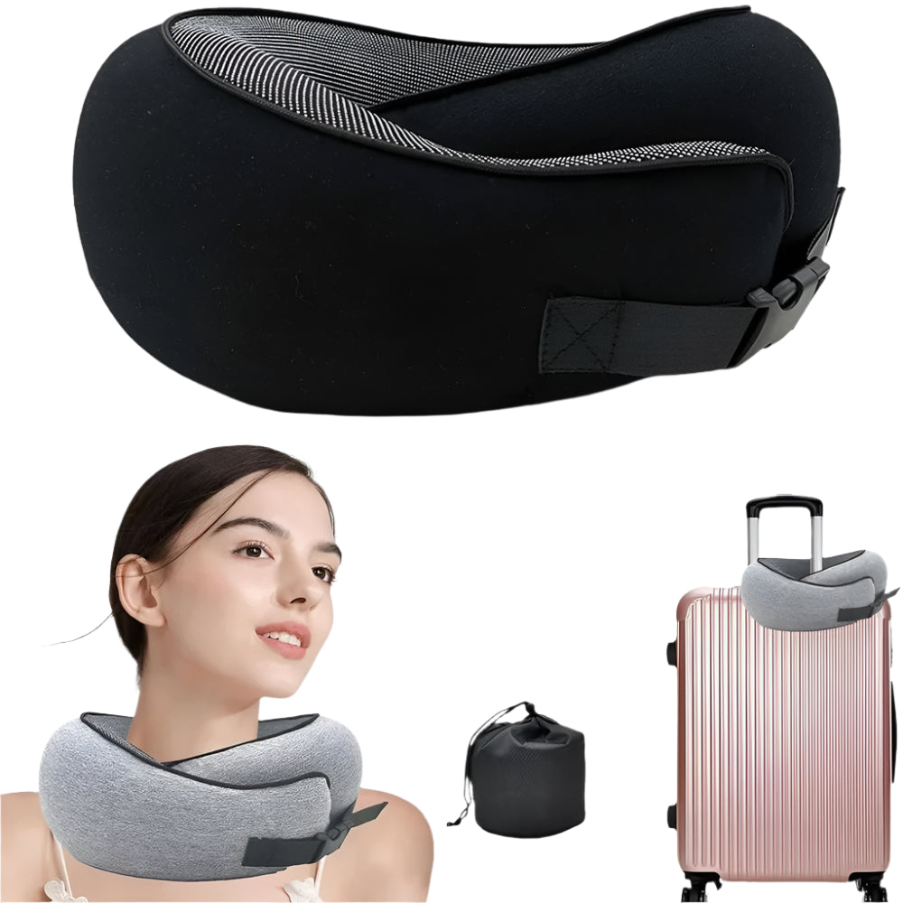 Oreiller de Voyage Mémoire de Forme – Soutien Parfait pour Avion, Voiture & Bureau