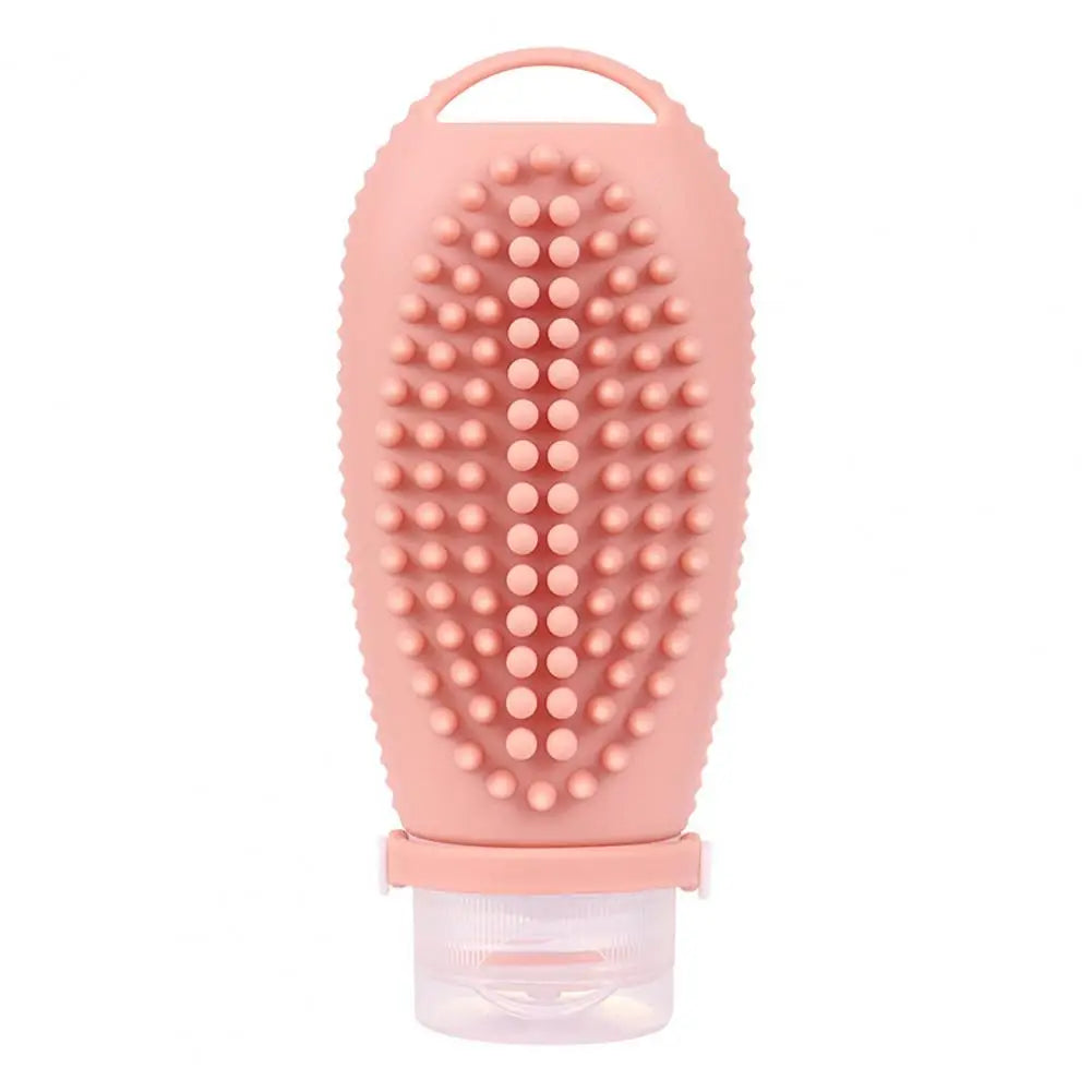 Portable Silicone Squeezable Bottle Packaging Cosmetic Fitness Container Set, Scalp Massager Hair Brush, Fillable Shampoo