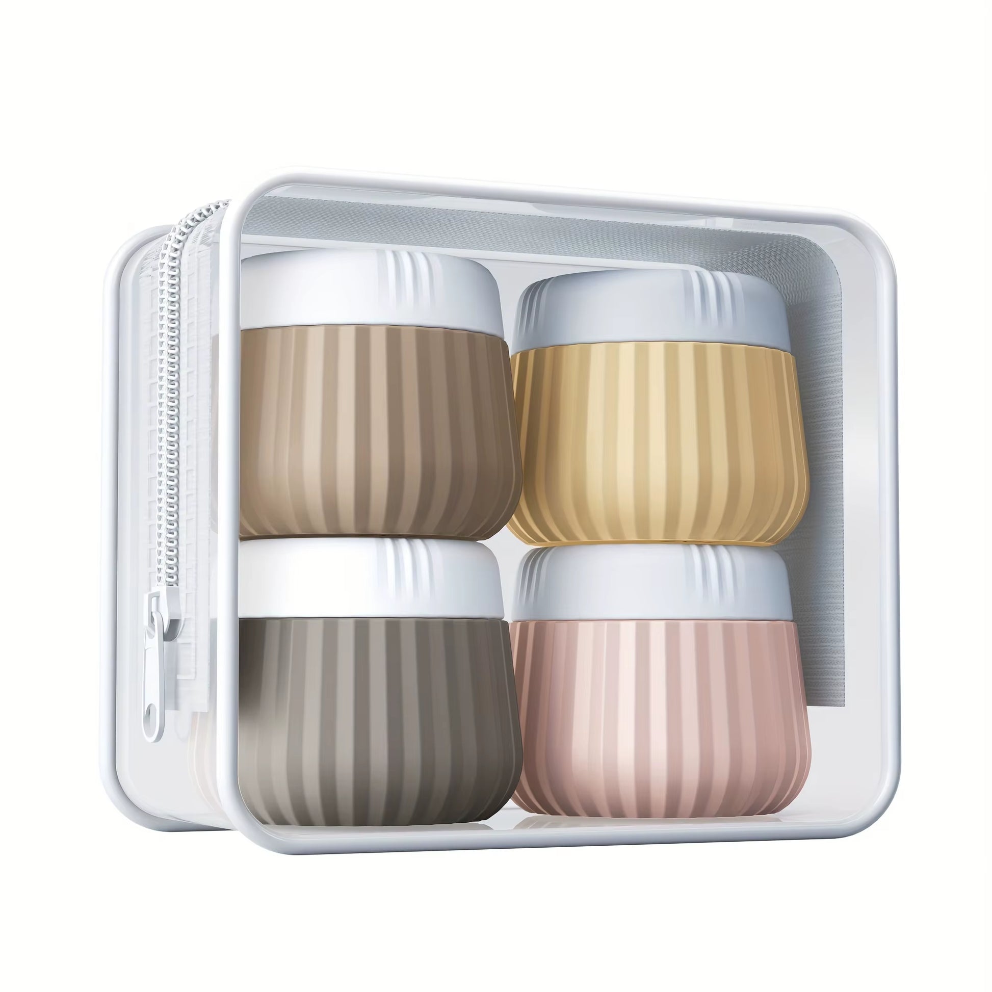 Toiletry Travel Container, Silicone Cream Jar TSA Approved Travel Container, with Transparent Bag, Leak Proof Travel Accessory W