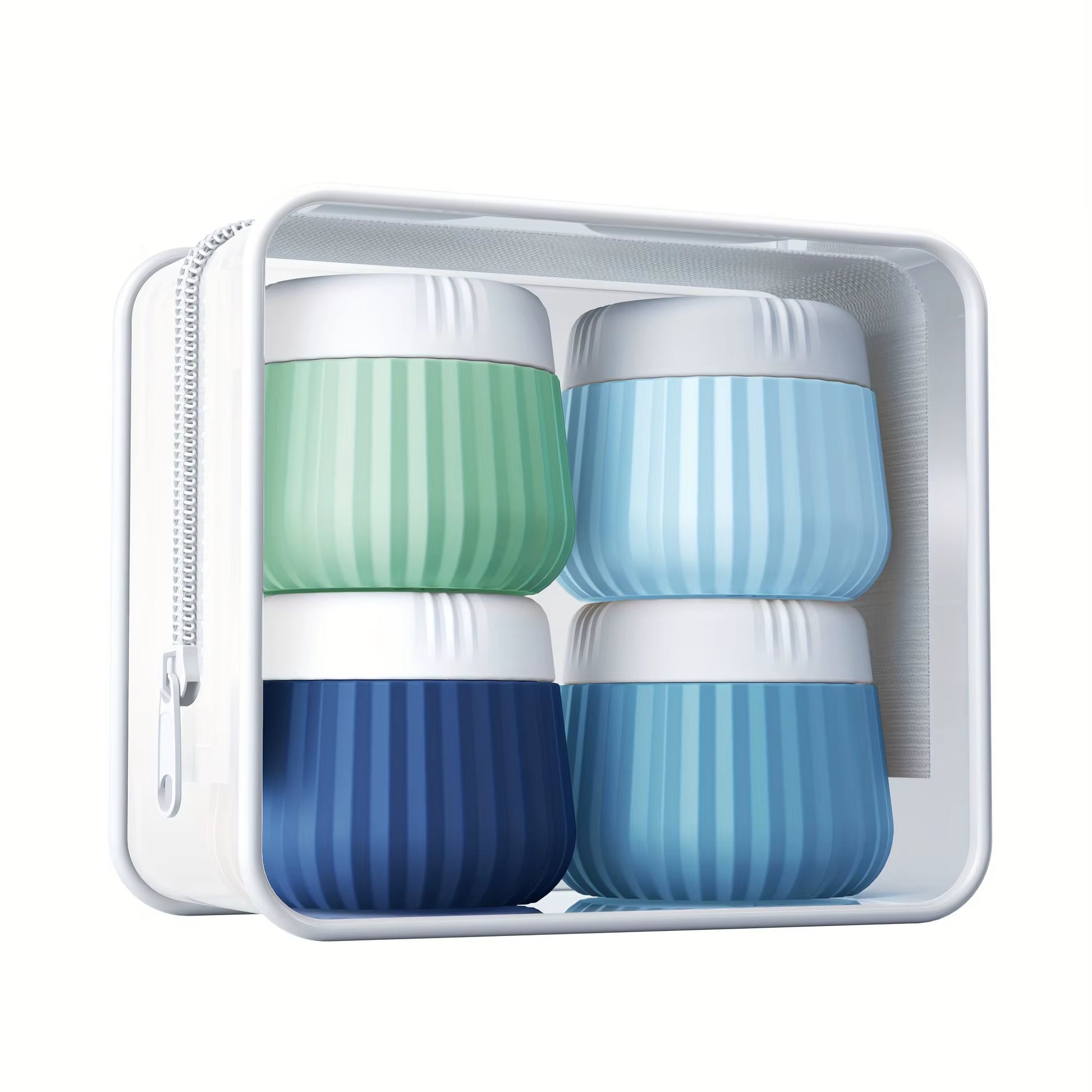 Toiletry Travel Container, Silicone Cream Jar TSA Approved Travel Container, with Transparent Bag, Leak Proof Travel Accessory W