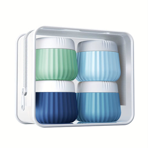 Toiletry Travel Container, Silicone Cream Jar TSA Approved Travel Container, with Transparent Bag, Leak Proof Travel Accessory W