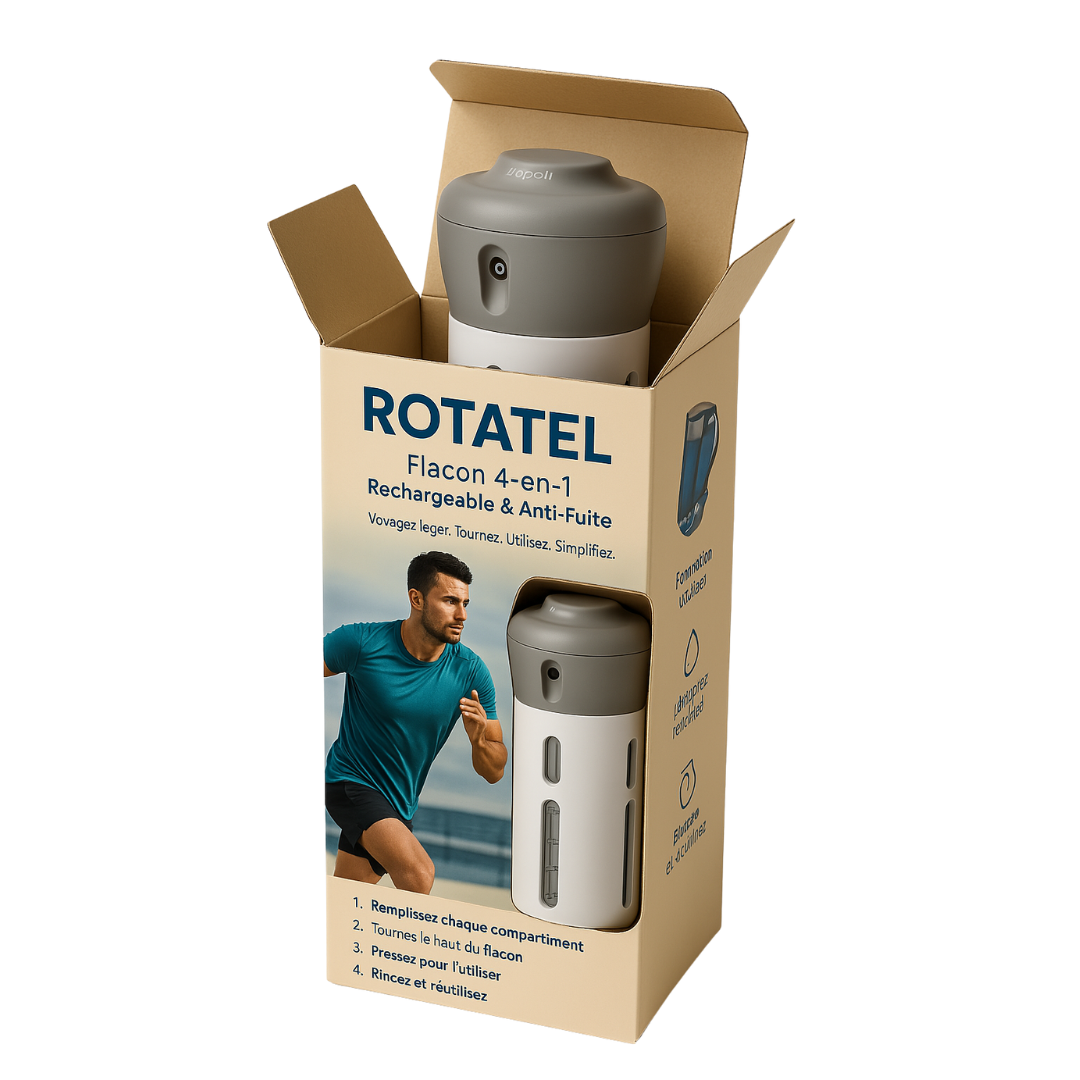 Rotatel - Flacon 4-en-1 Rechargeable & Anti-Fuite