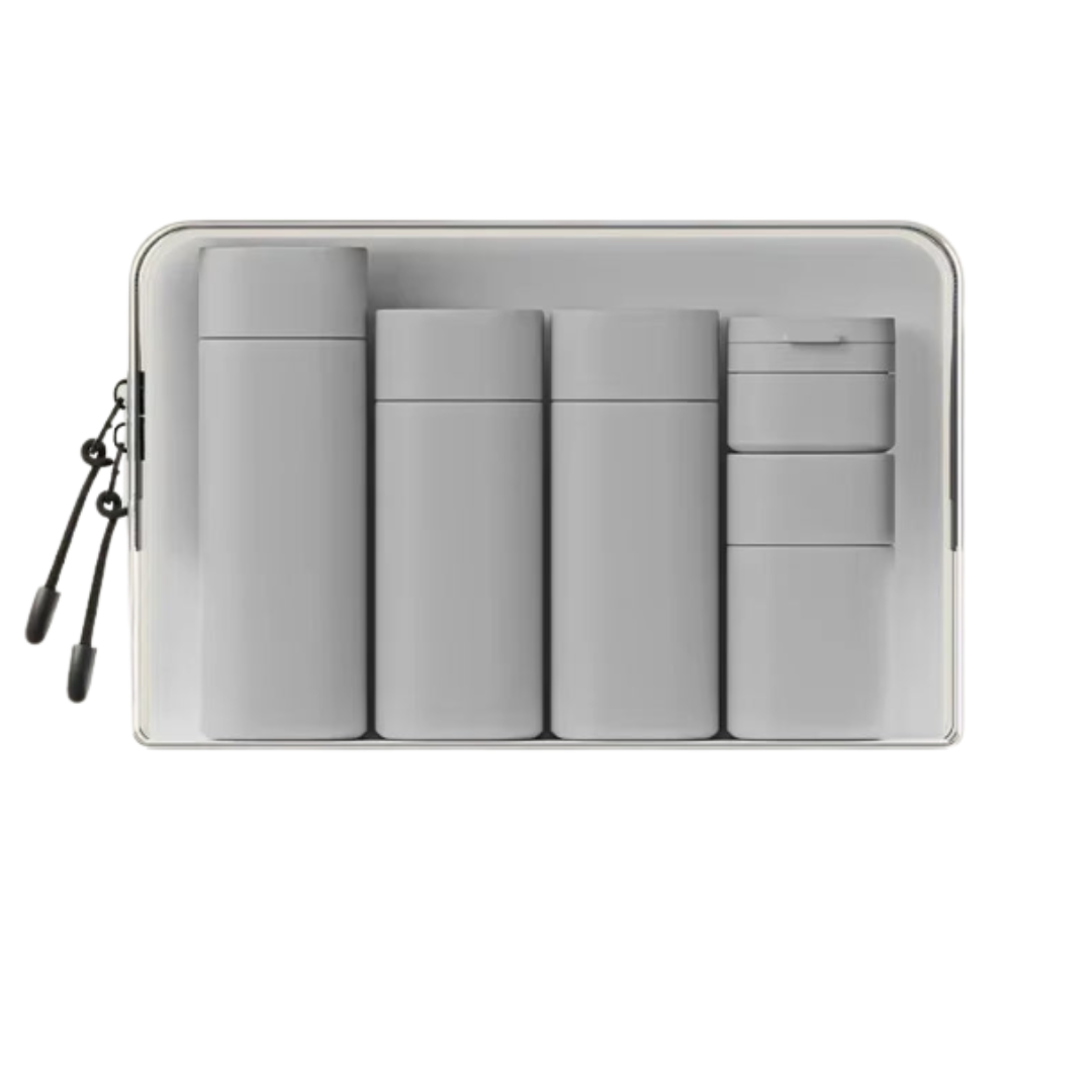 Set de 5 flacons voyage – Doux au toucher, colorés, pratiques.