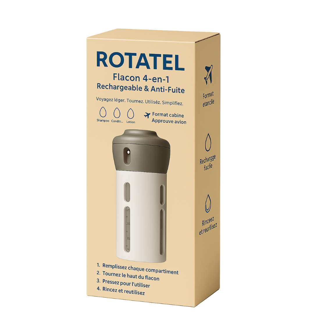 Rotatel - Flacon 4-en-1 Rechargeable & Anti-Fuite
