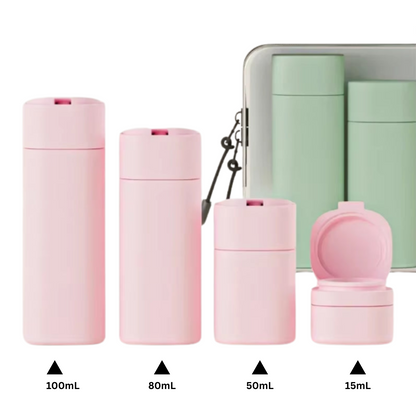 Set de 5 flacons voyage – Doux au toucher, colorés, pratiques.